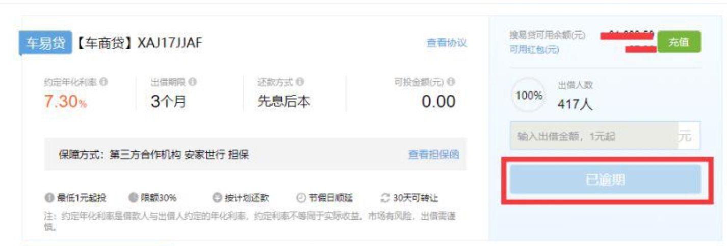 搜易贷车商贷项目逾期，最大单户待还超6000万1